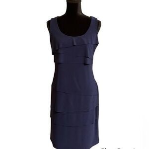 Joseph Ribkoff Size 10 Layered Sheath Dress Navy Blue